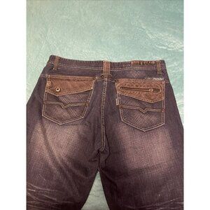 PARISH JEANS‎ health wealth wisdom & men Sz 40 Blue With Black Trim, Wide leg
